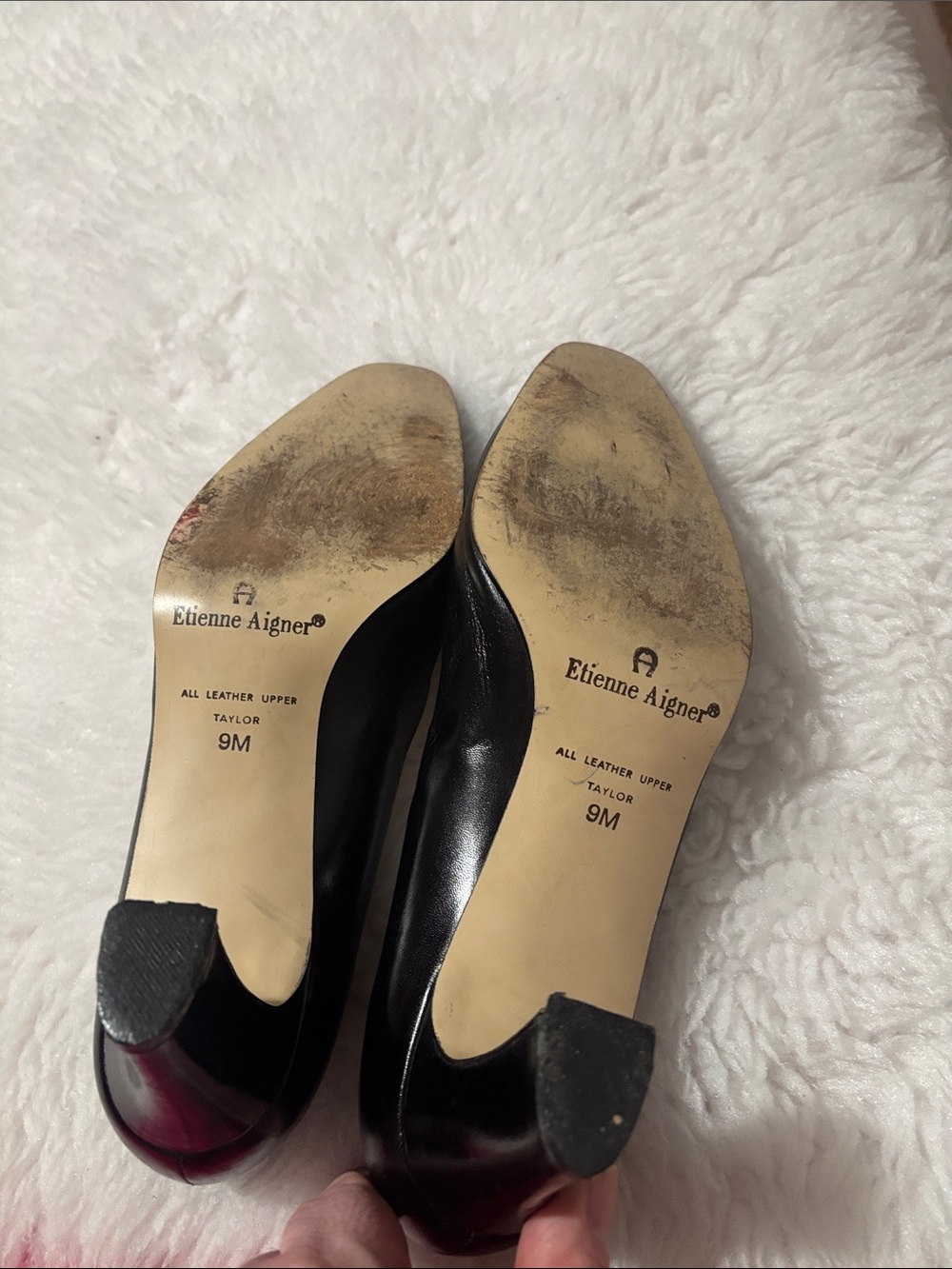 Etienne Aigner Black Leather Pointed-Toe Pumps - Picture 5 of 7